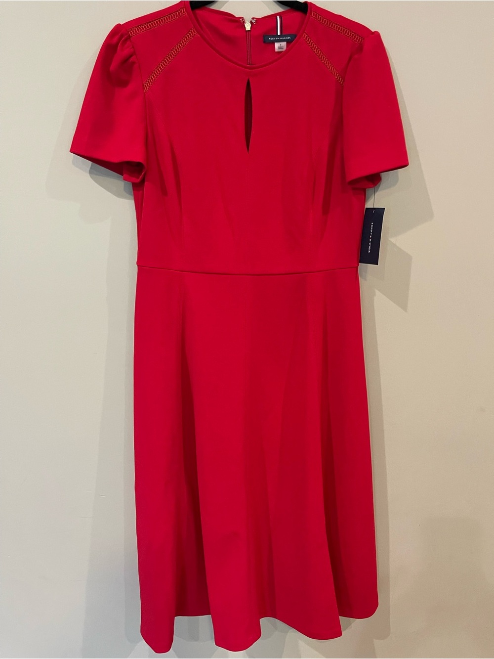 Tommy Hilfiger Bright Red Keyhole Fit & Flare Dress